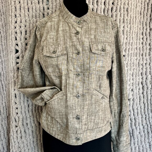 Mexx Jackets & Blazers - Mexx Light Brown Linen Blend Utility Jacket – Size 12